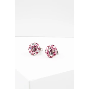 Csillogó Rózsaszín Swarovski Kövekkel Díszített Apró S925 Ezüst Fülbevaló