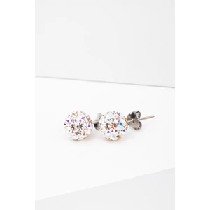 A & ONE S925 Ezüst Gömb Fülbevaló Bézs És Színes Swarovski® Kövekkel