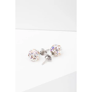 A & ONE S925 Ezüst Gömb Fülbevaló Bézs És Színes Swarovski® Kövekkel