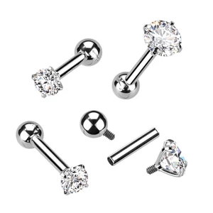 Cirkónia Kövekkel Díszített Titánium Egyenesszárú Labret Piercing