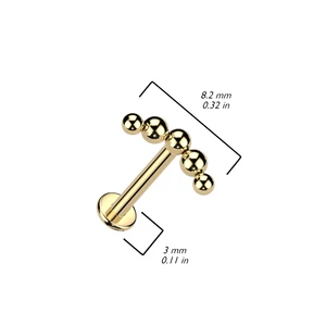 Arany Színű Egyenesszárú Titánium Labret Piercing