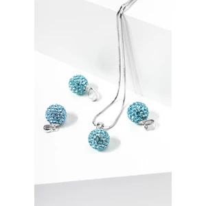 Csillogó Kék Színű Swarovski Kövekkel Díszített S925 Ezüst Gömb Medál
