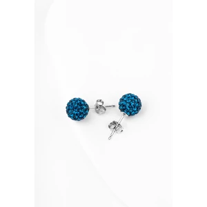 A & ONE S925 Ezüst Gömb Fülbevaló Sötétkék Swarovski® Kövekkel