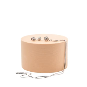 A & ONE S925 Ezüst Gömb Fülbevaló És Nyaklánc Szett Bézs És Színjátszós Swarovski® Kövekkel
