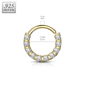Rosegold Színű, Karika Alakú Piercing Látványos Cirkónia Kövekkel