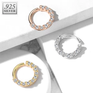 Rosegold Színű, Karika Alakú Piercing Látványos Cirkónia Kövekkel