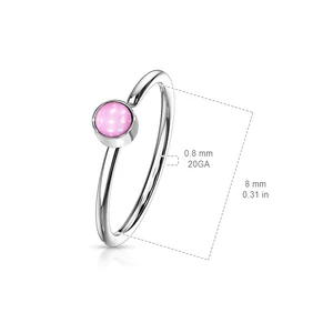 Rosegold Színű 316L Orvosi Acél Karika Orr Piercing Fehér Kővel 
