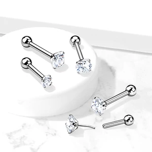 Ezüst Cirkónia Kövekkel Díszített Titánium Egyenesszárú Labret Piercing