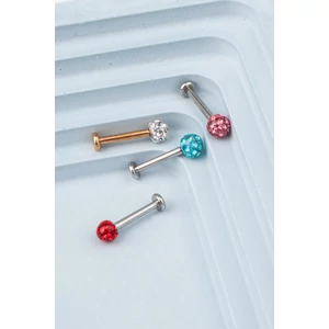 A & ONE Ezüst Színű 316L Orvosi Acél Labret Piercing Rózsaszín Cirkónia Kővel