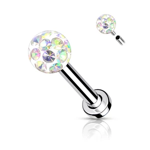 A & ONE Ezüst Színű 316L Orvosi Acél Labret Piercing Színes Cirkónia Kővel