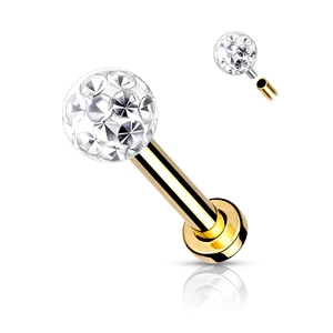 A & ONE Arany Színű 316L Orvosi Acél Labret Piercing Fehér Cirkónia Kővel