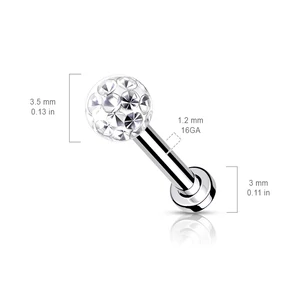 A & ONE Ezüst Színű 316L Orvosi Acél Labret Piercing Rózsaszín Cirkónia Kővel