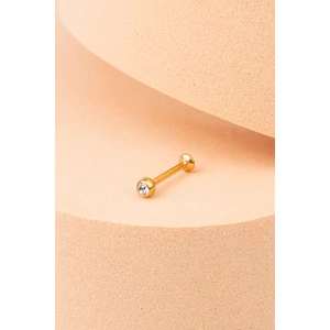 A & ONE Arany Színű 316L Orvosi Acél Egyenesszárú Labret Piercing Fehér Kővel