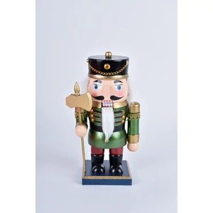 Zöld Ruhás Fából Készült Diótörő Figura - 25 cm