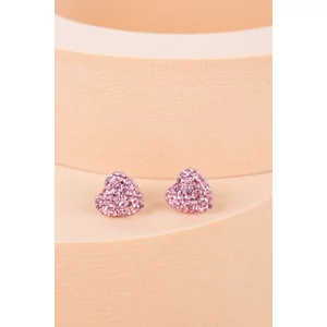 Rózsaszín Swarovski® Kristályokkal Kirakott S925 Ezüst Szíves Fülbevaló