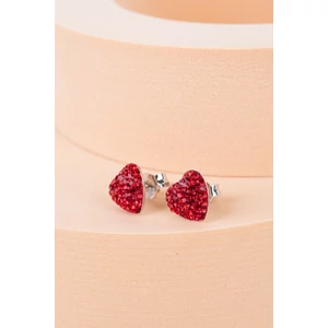 Piros Swarovski® Kristályokkal Kirakott S925 Ezüst Szíves Fülbevaló