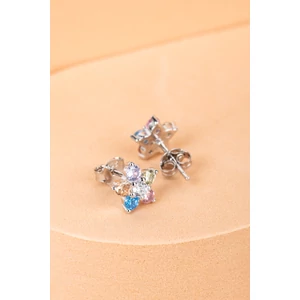 A & ONE S925 Ezüst Virág Alakú Fülbevaló Színes Swarovski® Kristállyal