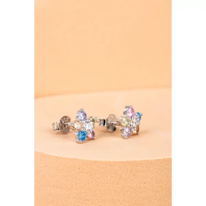 A & ONE S925 Ezüst Virág Alakú Fülbevaló Színes Swarovski® Kristállyal