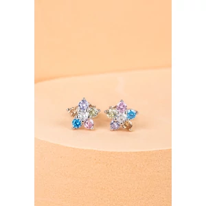A & ONE S925 Ezüst Virág Alakú Fülbevaló Színes Swarovski® Kristállyal
