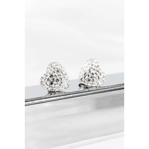 Fehér Swarovski® Kristályokkal Kirakott S925 Ezüst Szíves Fülbevaló