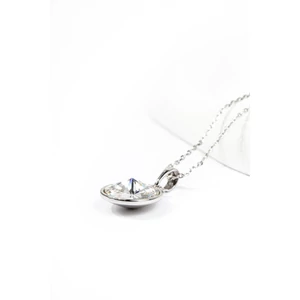Rozsdamentes Acél Nyaklánc Kör Alakú Fehér Swarovski® Köves Medállal 