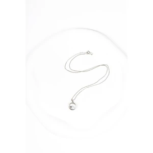 Rozsdamentes Acél Nyaklánc Kör Alakú Fehér Swarovski® Köves Medállal 