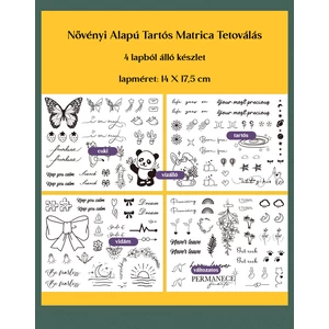 Négy Lapból Álló Növényi Alapú Tartós Matrica Tetoválás Készlet Kis Mintákkal 