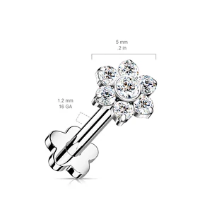 Virág Alakú Titánium Egyenesszárú Labret Piercing 