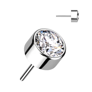 Ezüst Színű Titánium Piercing Vég Fehér Cirkónia Kővel - 3 mm 