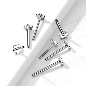 Ezüst Színű Virág Alakú Titánium Piercing Vég