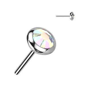 Ezüst Színű Titánium Piercing Vég Színváltós Cirkónia Kővel - 3 mm 