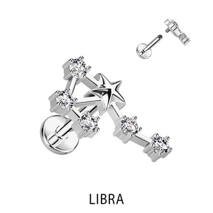 A & ONE Ezüst Színű 316L Orvosi Acél Labret Piercing Mérleg Csillagjegy