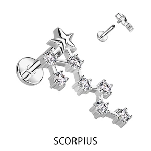 A & ONE Ezüst Színű 316L Orvosi Acél Labret Piercing Skorpió Csillagjegy