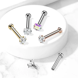 A & ONE Ezüst Színű 316L Orvosi Acél Labret Piercing Színes Cirkónia Kővel