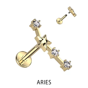 A & ONE Arany Színű 316L Orvosi Acél Labret Piercing Kos Csillagjegy