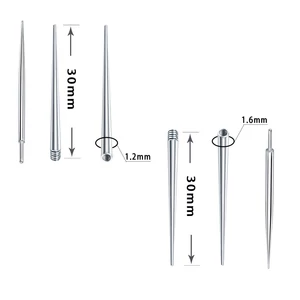 316L Orvosi Acél Belső Menetes Piercing Tű - 1,2 mm