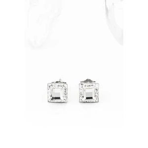 A&ONE S925 Ezüst Négyzet Alakú Fülbevaló Fehér Swarovski® Kövekkel