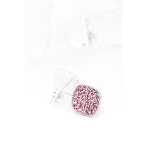 Rózsaszín Swarovski® Kristályokkal Kirakott S925 Ezüst Kocka Fülbevaló