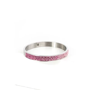 A & ONE Rozsdamentes Acélból Készült Rózsaszín-Fehér Swarovski Kövekkel Kirakott Karperec