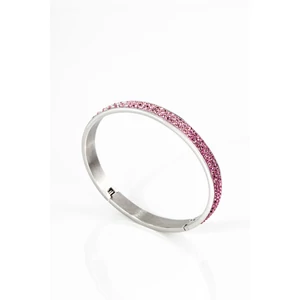A & ONE Rozsdamentes Acélból Készült Rózsaszín-Fehér Swarovski Kövekkel Kirakott Karperec