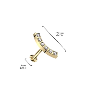 Ezüst Színű Íves 316L Orvosi Acél Egyenesszárú Labret Piercing Kövekkel