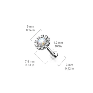Ezüst Színű 316L Orvosi Acél Egyenesszárú Labret Piercing Virág Alakú Dísszel