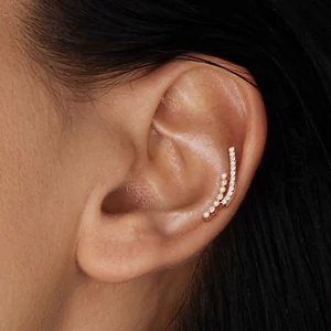 Rózsaarany Színű Hullámos 316L Orvosi Acél Egyenesszárú Labret Piercing Kövekkel