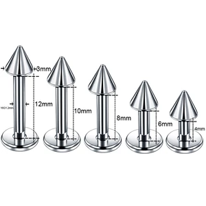 Ezüst Színű G23 Titánium Egyenes Szárú Tüskés Végű Labret Piercing - 8 mm