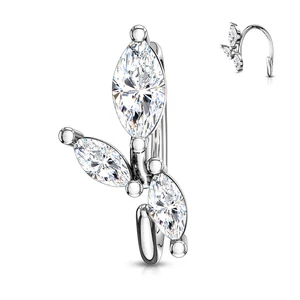 Ezüst Színű Réz Orr Piercing Cirkónia Kövekkel Kirakva