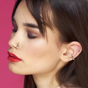 Ezüst Színű Réz Orr Piercing Cirkónia Kövekkel Kirakva