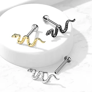 Arany Színű Kígyó Alakú Titánium Egyenesszárú Labret Piercing