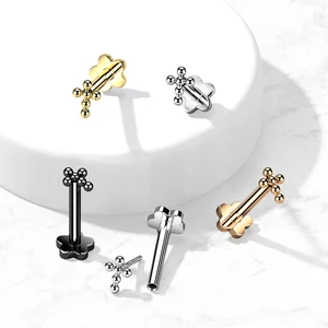 Rózsaarany Színű Kereszt És Virág Alakú Titánium Egyenesszárú Labret Piercing