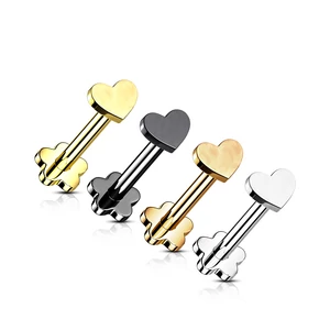 Rózsaarany Színű Szív És Virág Alakú Titánium Egyenesszárú Labret Piercing