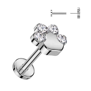 Tappancs Alakú Titánium Egyenesszárú Labret Piercing Fehér Színű Cirkónia Kővel
